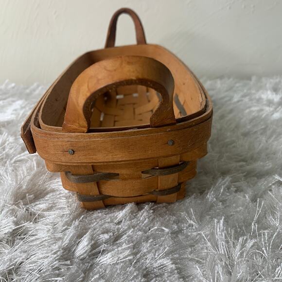 VTG Longaberger 1992 Heartland Bakery Cracker Basket Leather Handles NO Liner - Picture 7 of 8